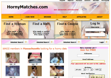 HornyMatches Homepage